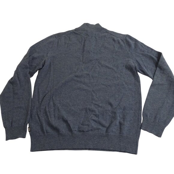 Hugo Boss Regular Fit Wool Cotton Blue Pullover Sweater Men Size M 1/2 Zip FLAW - Picture 4 of 16